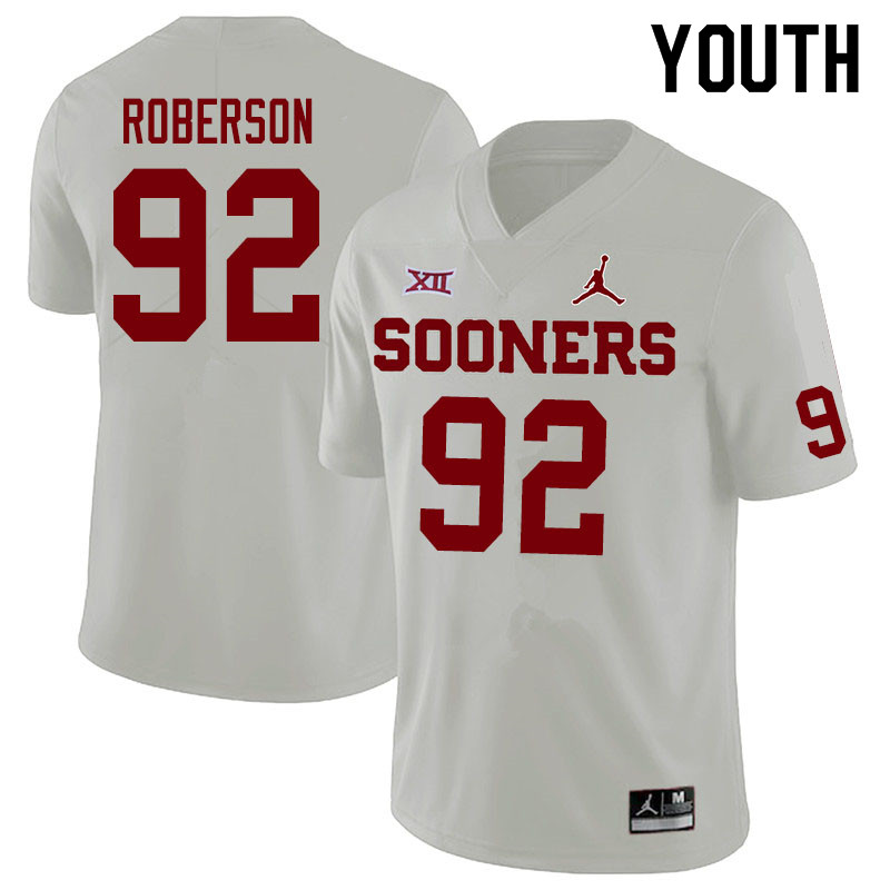 Jordan Brand Youth #92 Kori Roberson Oklahoma Sooners College Football Jerseys Sale-White